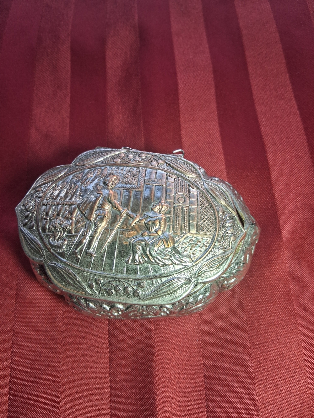 Ornate Silver-Tone Decorative Trinket Box - Silver